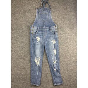 Guess Jeans Jeans Womens 27 Blue Distressed Ripped Denim Bib Overalls Skinny Leg
